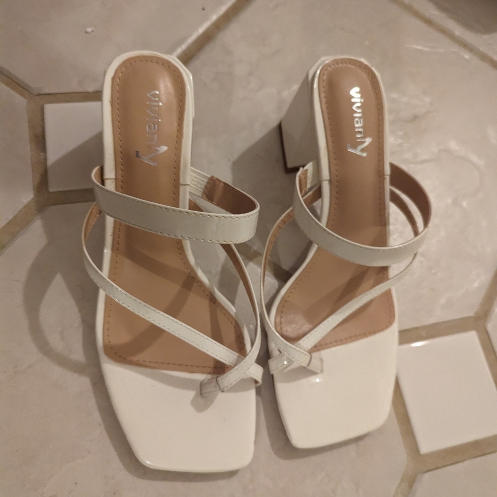 White Toe-Strap Heels